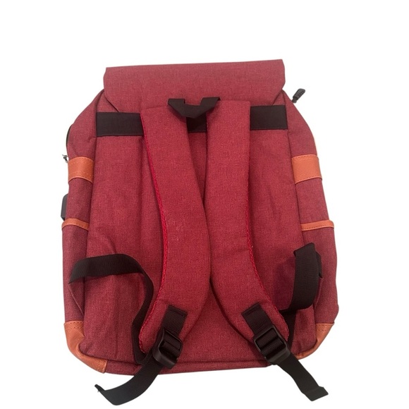 Ronyes Laptop Backpack Preowned Bag burgundy, brown Straps USB port. - Picture 3 of 7